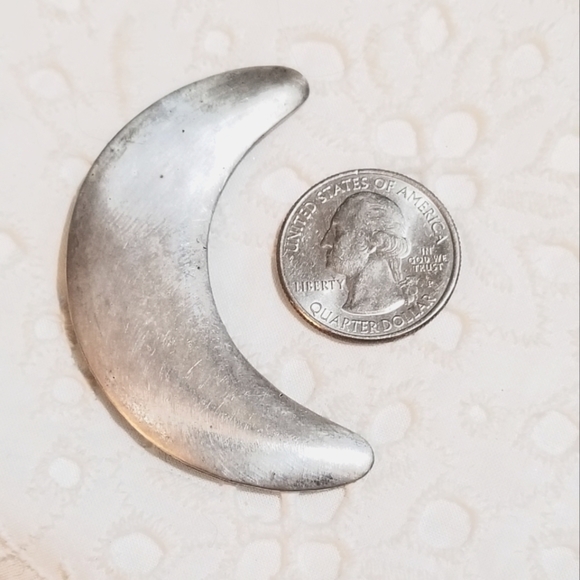 VTG Jewelart signed Sterling Crescent Moon Large Brooch - Picture 5 of 5